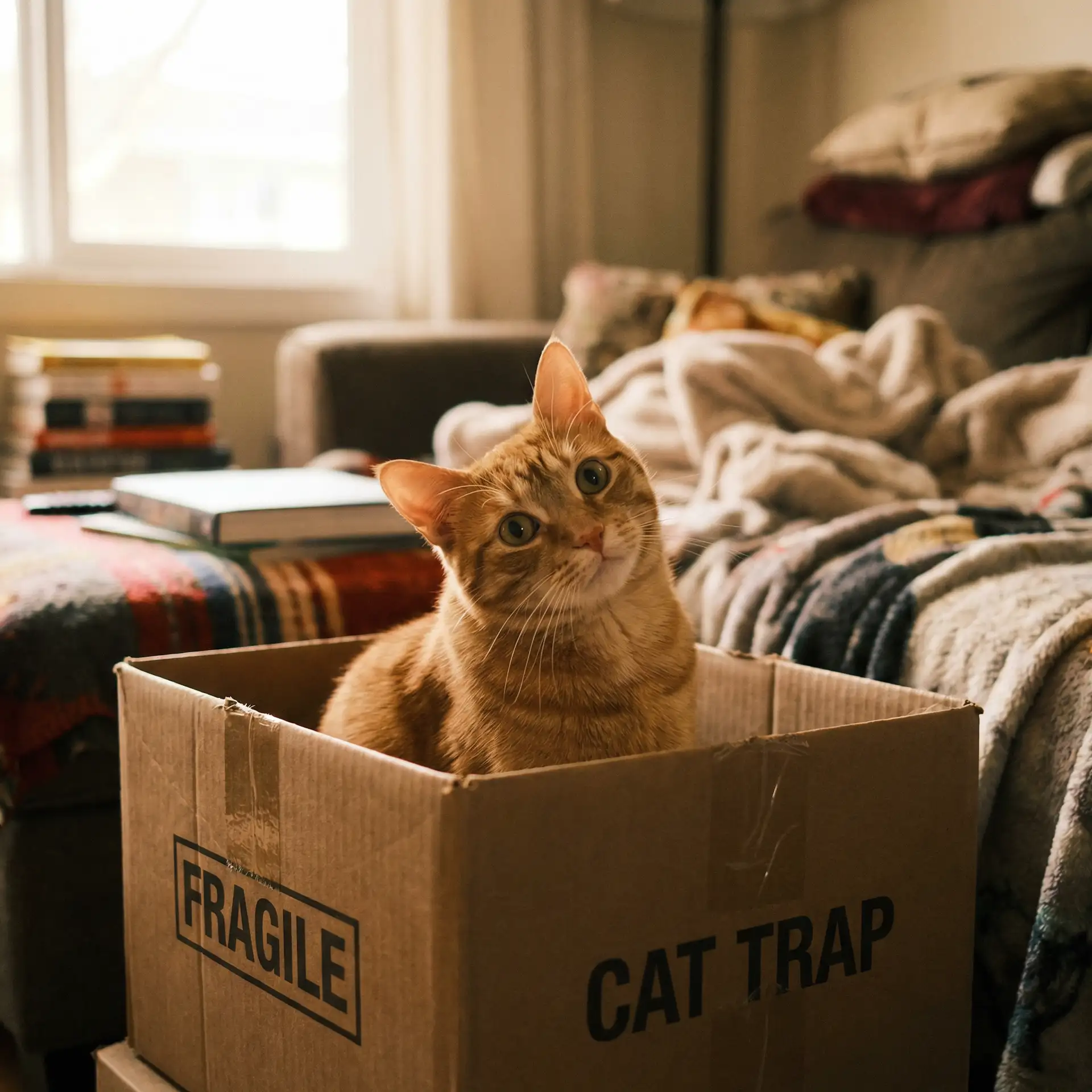 橘猫躲在纸箱里 - 行尸走肉洛莉做过几次